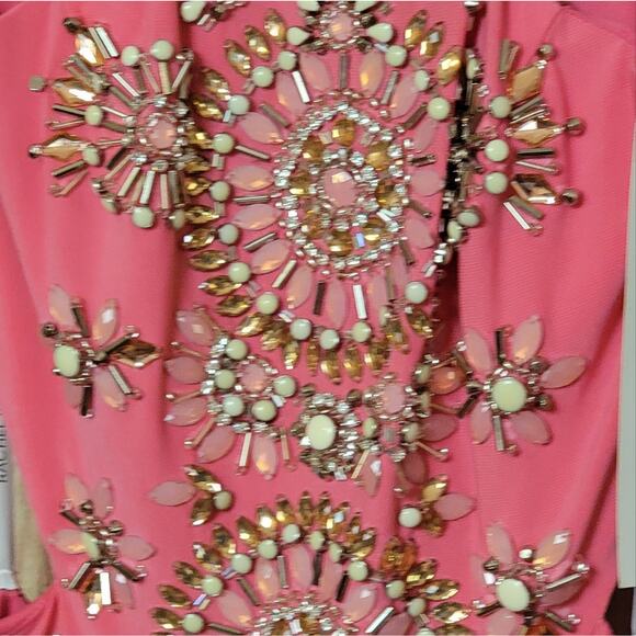 NWT Rachel Allan Hot Pink Halter Gown, Style # 7108, Sz 4 - Picture 4 of 11